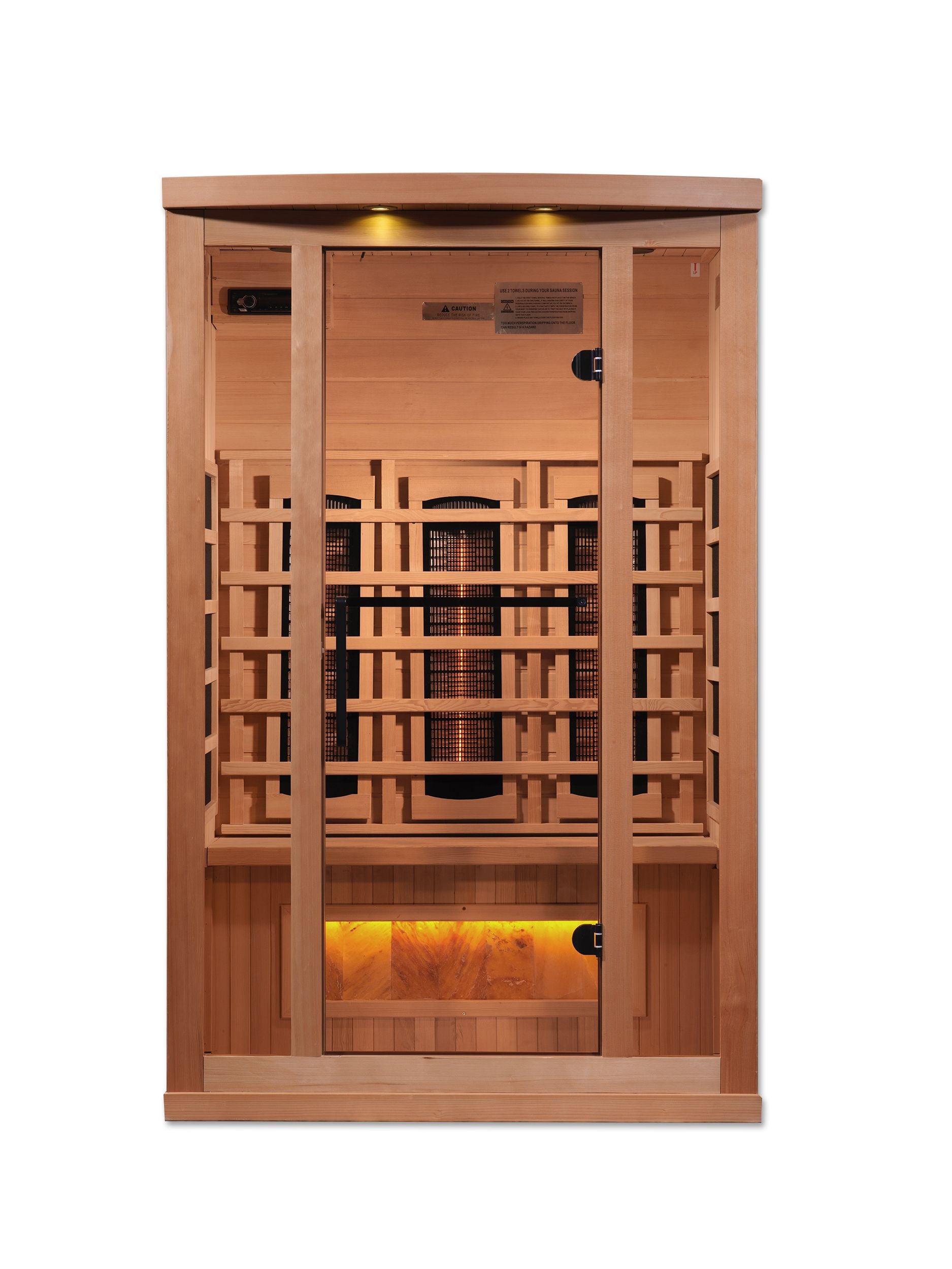 Golden Designs 2-Person Full Spectrum PureTech™ Near Zero EMF FAR Infrared Sauna with Himalayan Salt Bar (Canadian Hemlock)