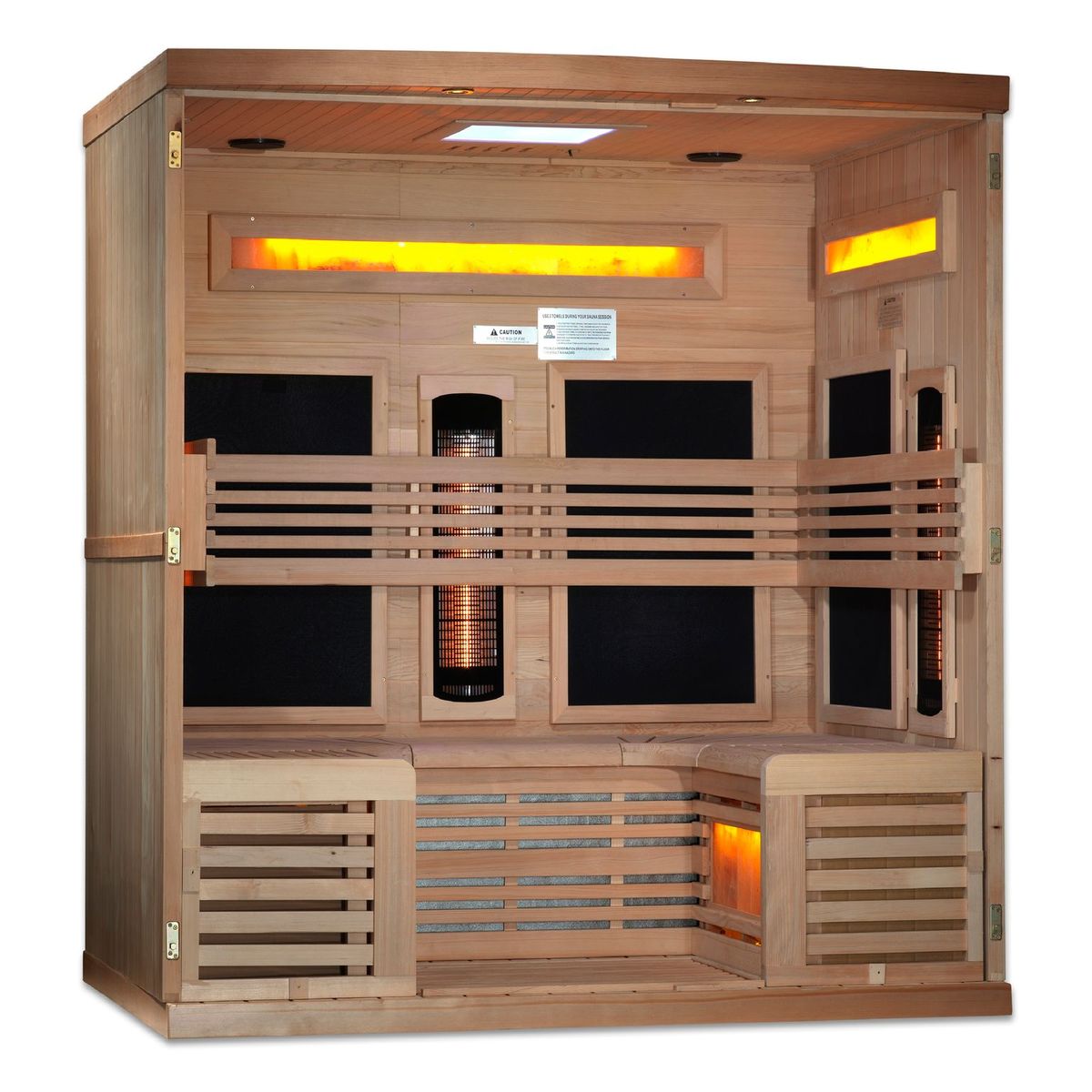 Golden Designs 6-Person Full Spectrum PureTech™ Near Zero EMF FAR Infrared Sauna with Himalayan Salt Bar (Canadian Hemlock)