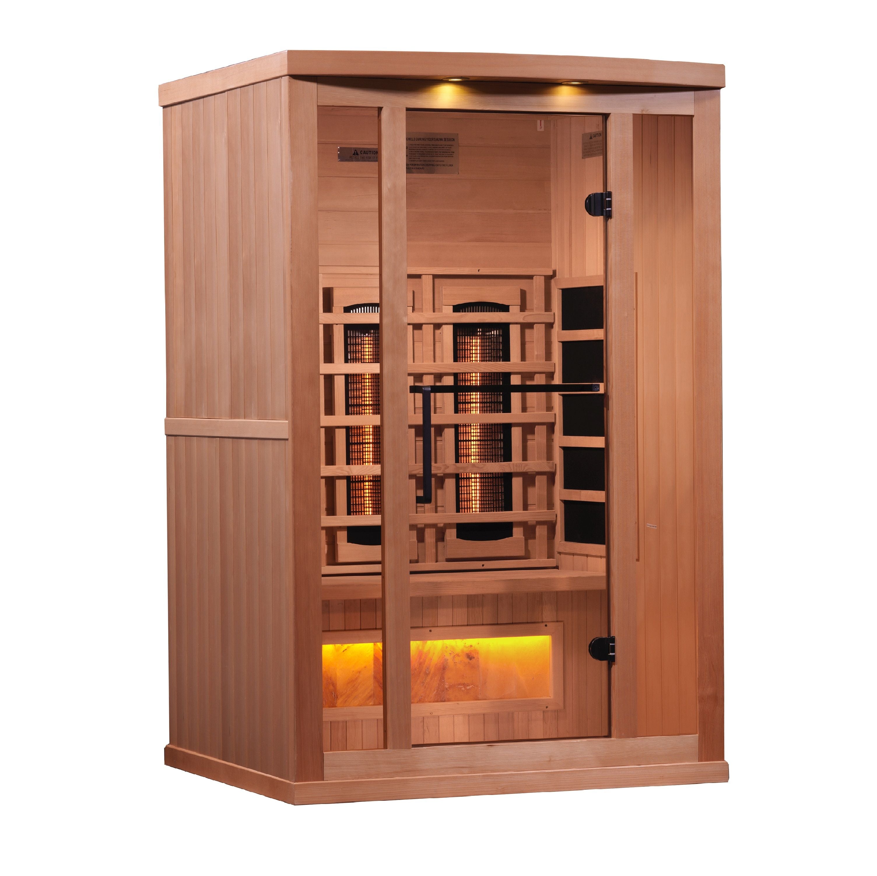 Golden Designs 2-Person Full Spectrum PureTech™ Near Zero EMF FAR Infrared Sauna with Himalayan Salt Bar (Canadian Hemlock)