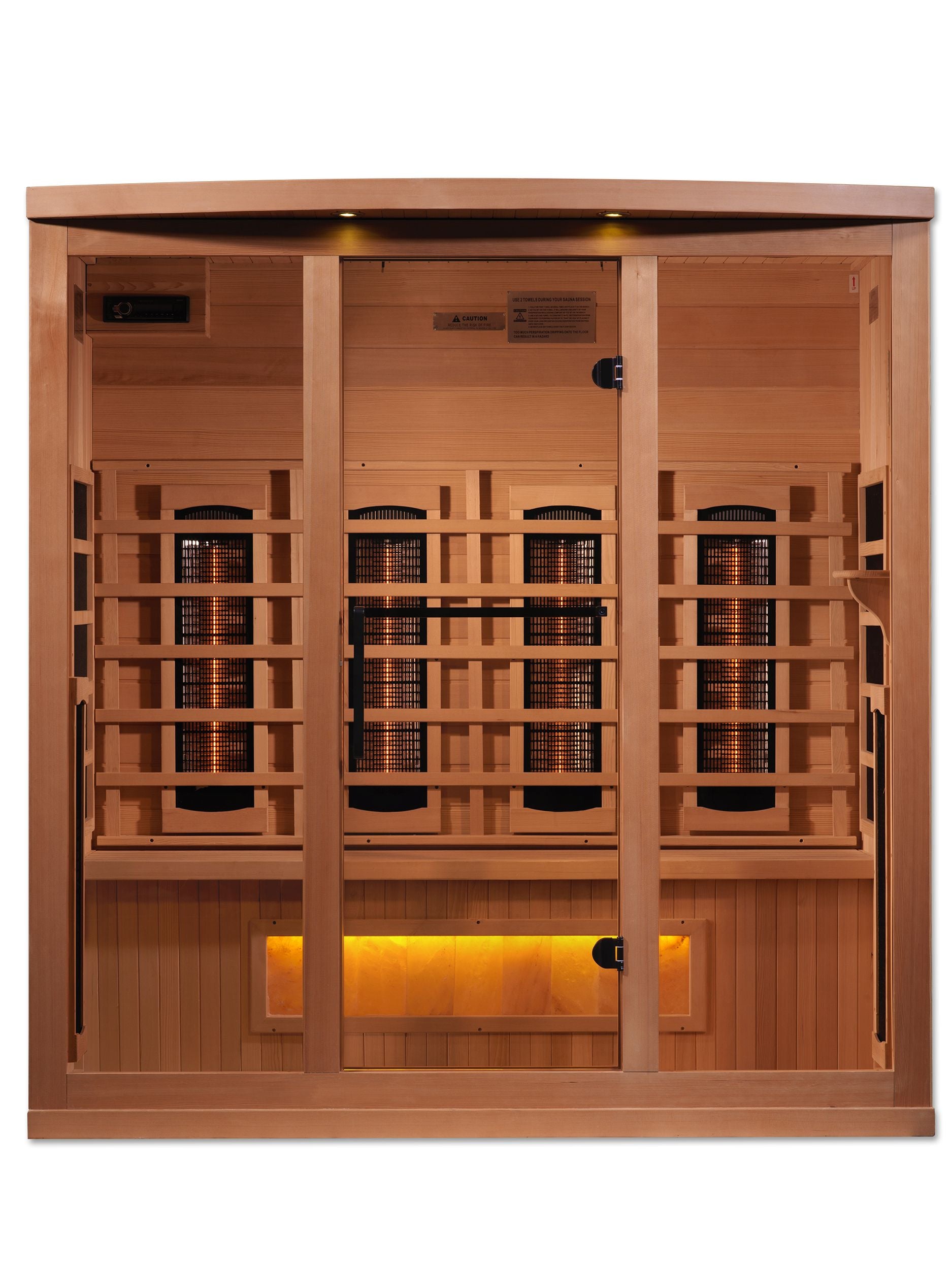 Golden Designs 4-Person Full Spectrum PureTech™ Near Zero EMF FAR Infrared Sauna with Himalayan Salt Bar (Canadian Hemlock)