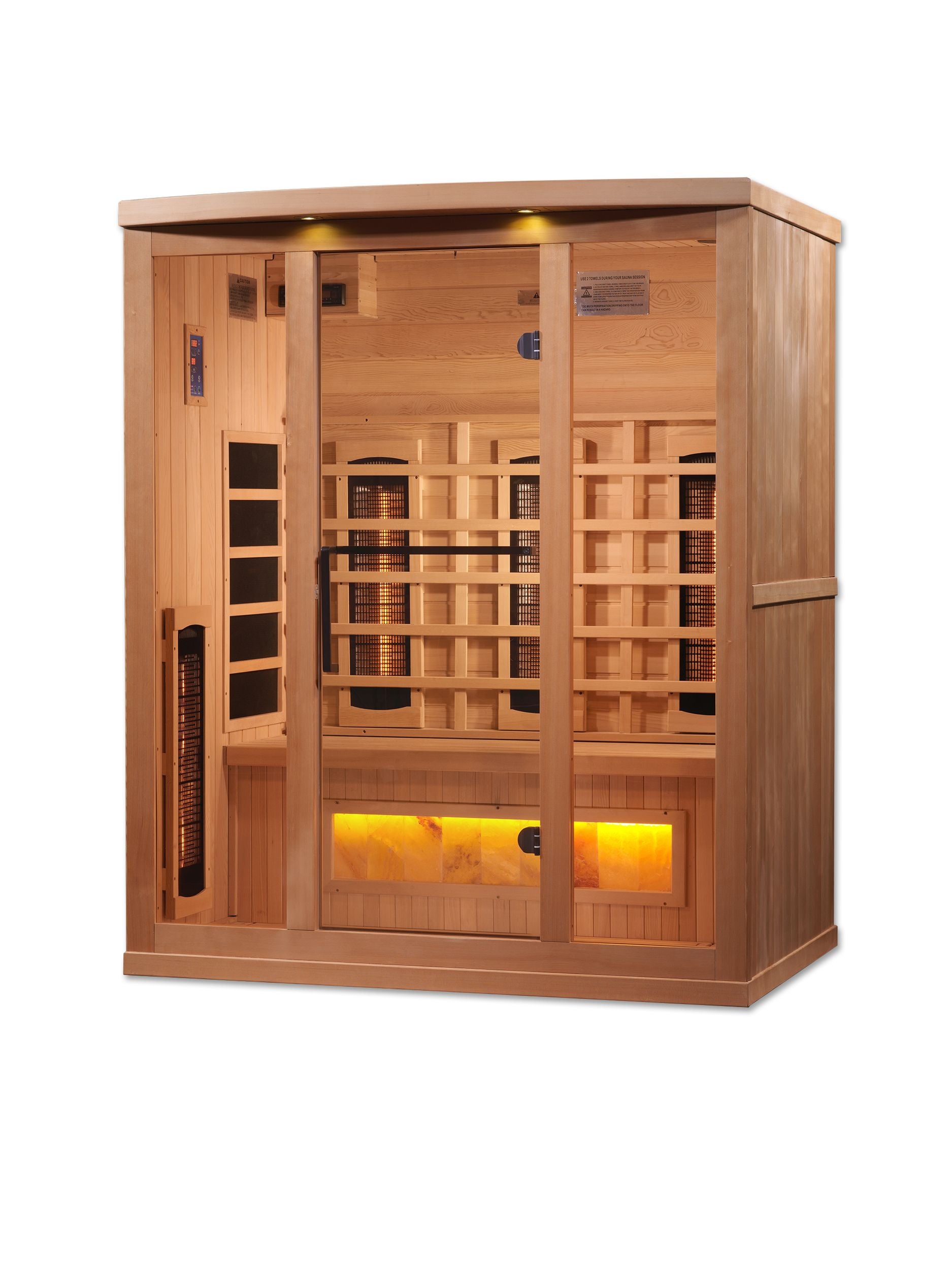 Golden Designs 3-Person "Hotel Edition" Full Spectrum PureTech™ Near Zero EMF FAR Infrared Sauna with Himalayan Salt Bar (Canadia