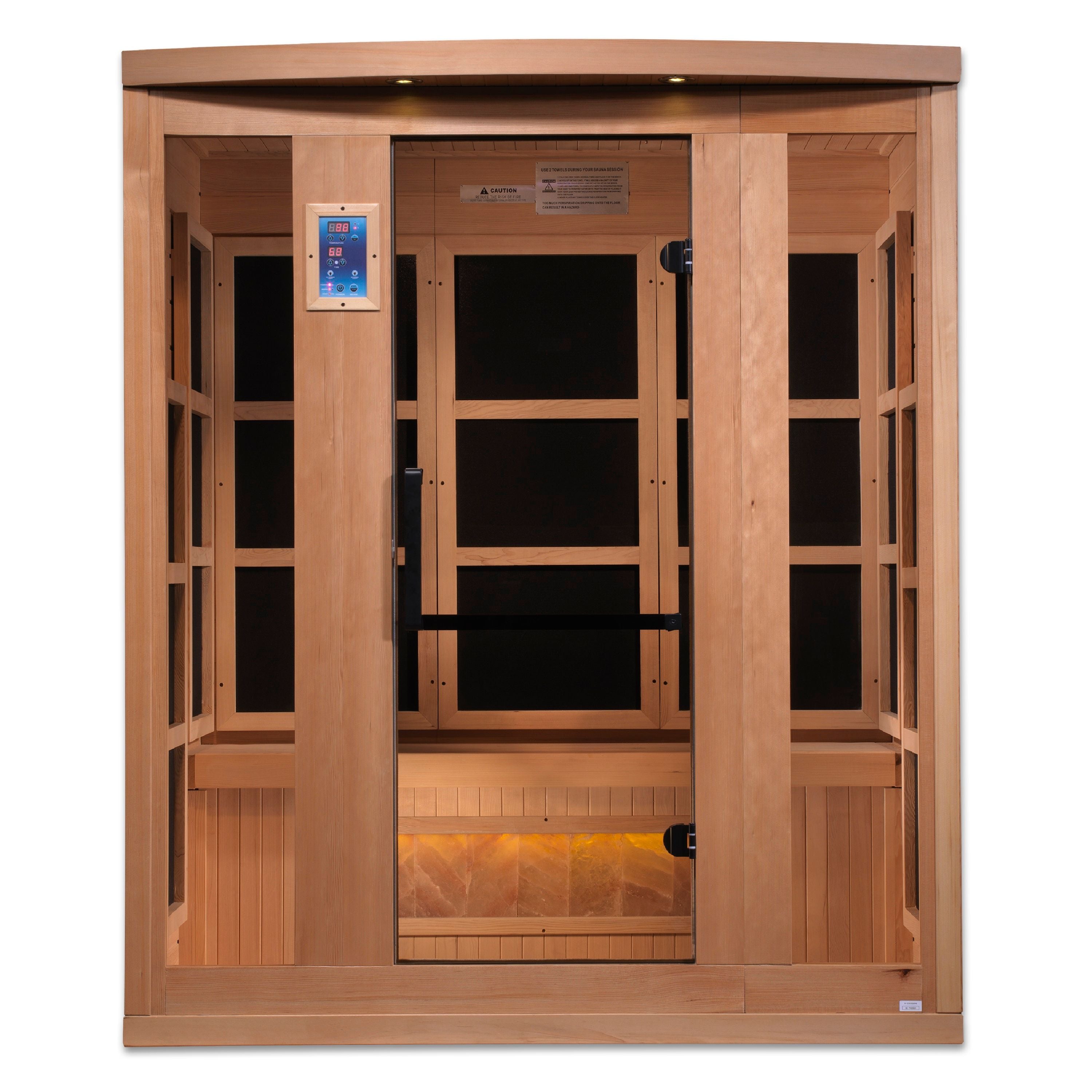 Golden Designs 3-Person "Hotel Edition" Full Spectrum PureTech™ Near Zero EMF FAR Infrared Sauna with Himalayan Salt Bar (Canadia