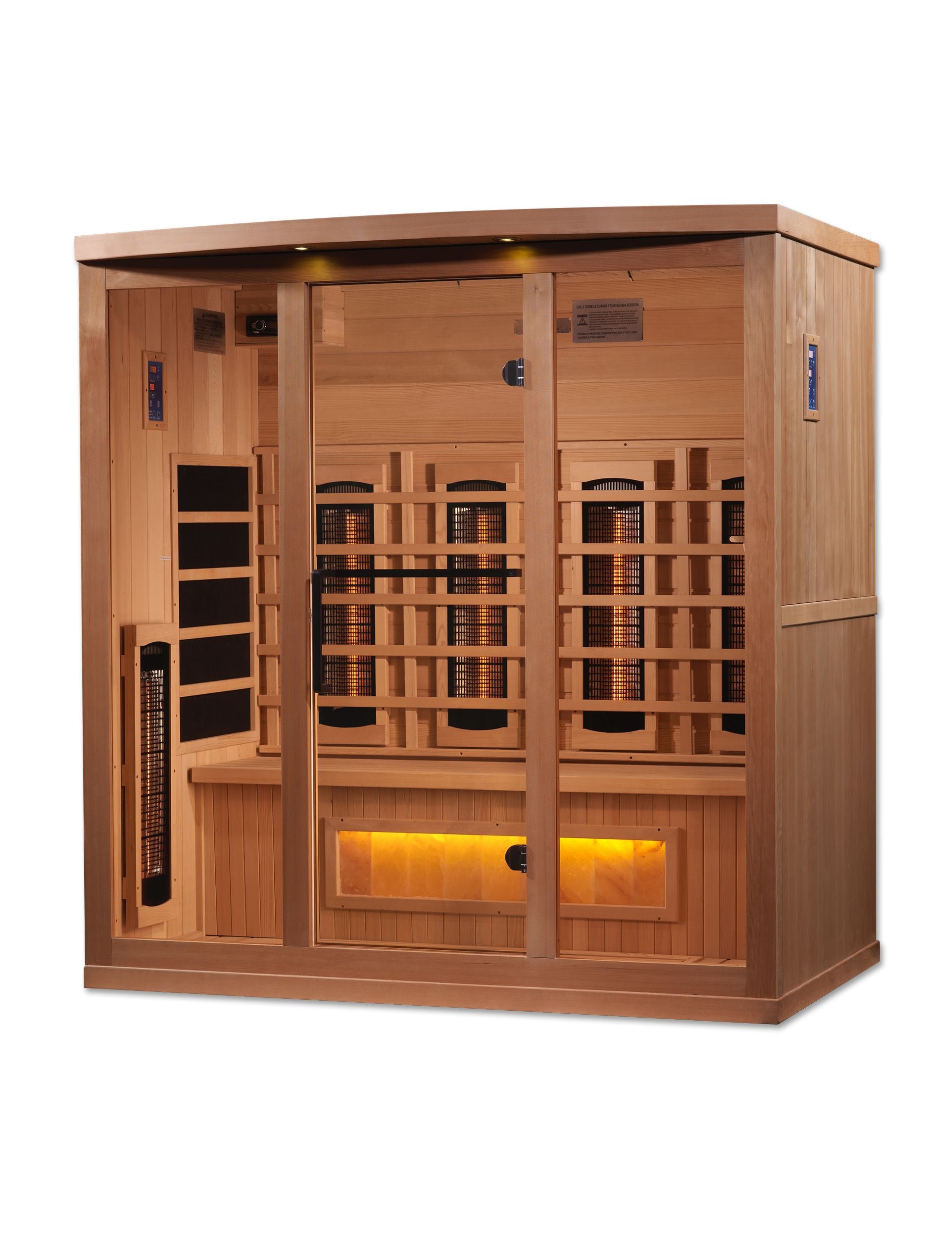 Golden Designs 4-Person Full Spectrum PureTech™ Near Zero EMF FAR Infrared Sauna with Himalayan Salt Bar (Canadian Hemlock)