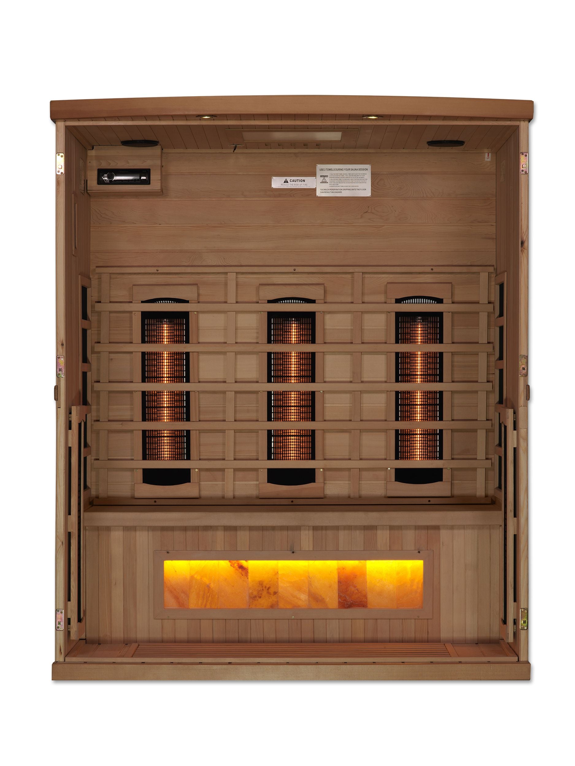 Golden Designs 3-Person "Hotel Edition" Full Spectrum PureTech™ Near Zero EMF FAR Infrared Sauna with Himalayan Salt Bar (Canadia